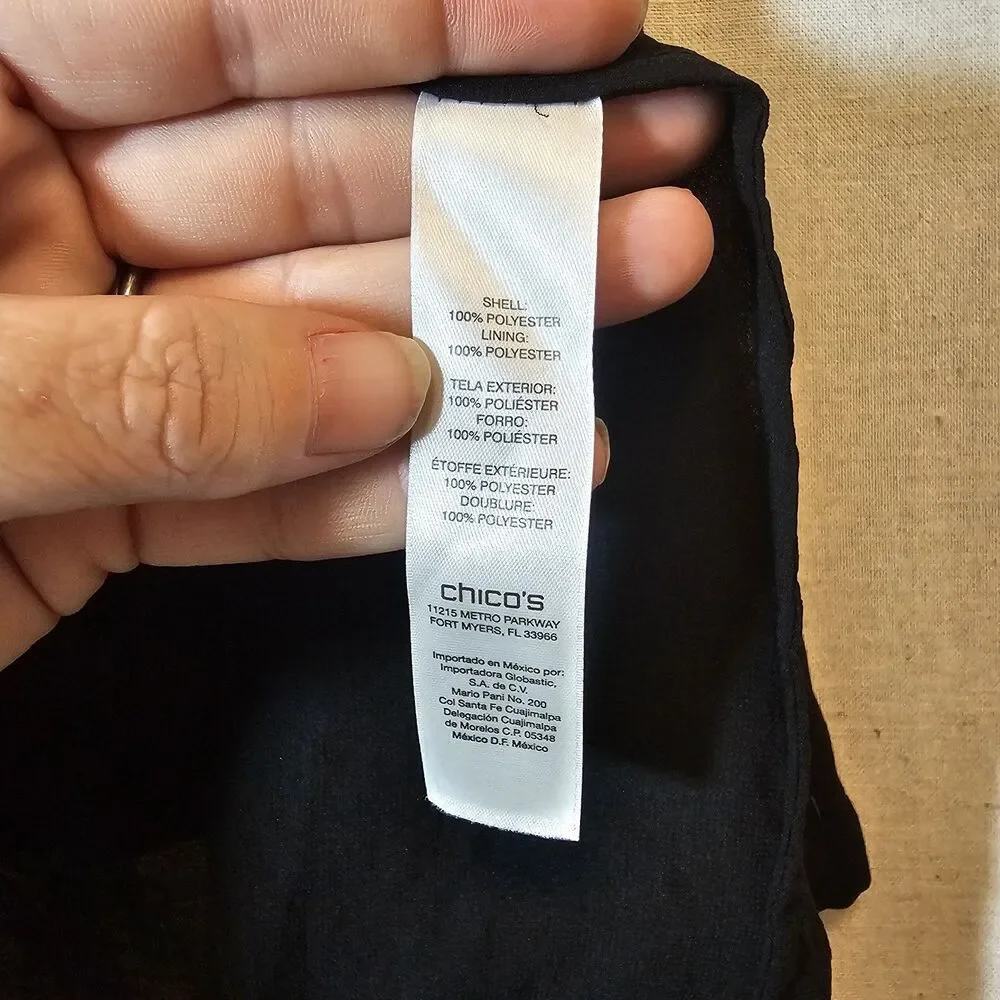 Chico's Black Layered Vest Open Front Exposed Zipper 2 = LARGE - Picture 6 of 9